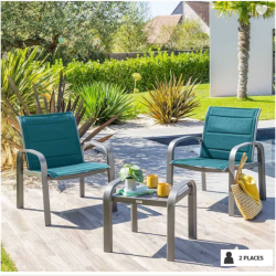 Salon de jardin duo ou quatuor ELYN Bleu & Graphite