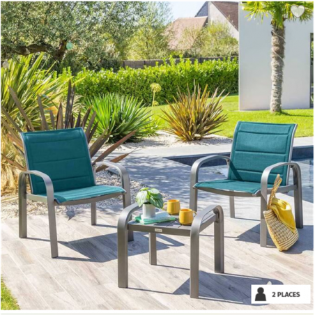 Salon de jardin duo ou quatuor ELYN Bleu & Graphite
