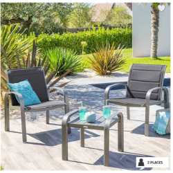 Salon de jardin duo ou quatuor ELYN Bleu & Graphite