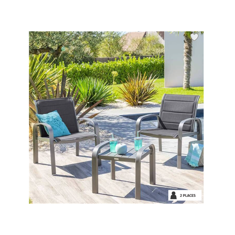 Salon de jardin duo ou quatuor ELYN Bleu & Graphite